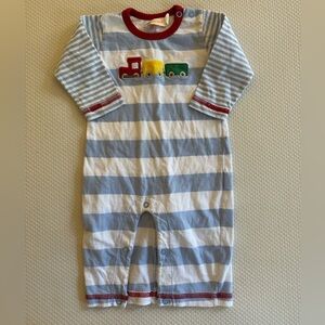Luigi Kids Striped Baby Romper with Train